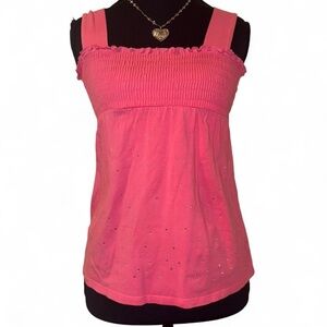 y2k limited too rhinestone pink babydoll top